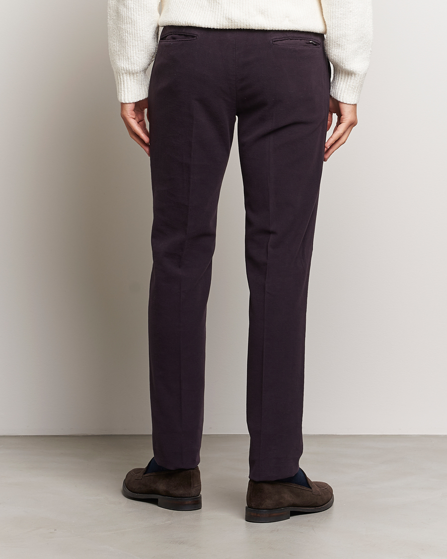 Herr | Byxor | Incotex | Slim Fit Luxury Moleskine Trousers Burgundy