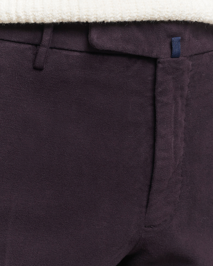 Herr | Byxor | Incotex | Slim Fit Luxury Moleskine Trousers Burgundy