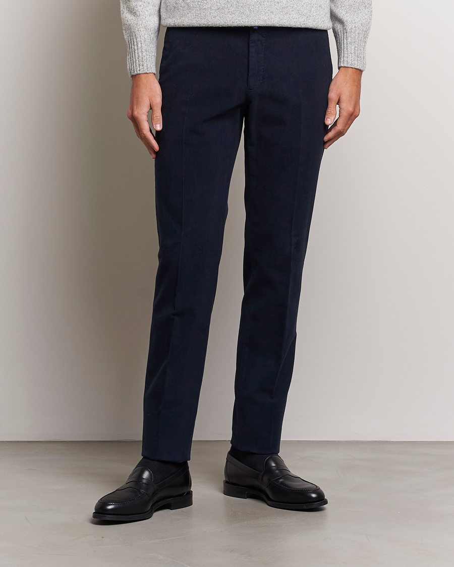 Herr | Byxor | Incotex | Slim Fit Luxury Moleskine Trousers Navy