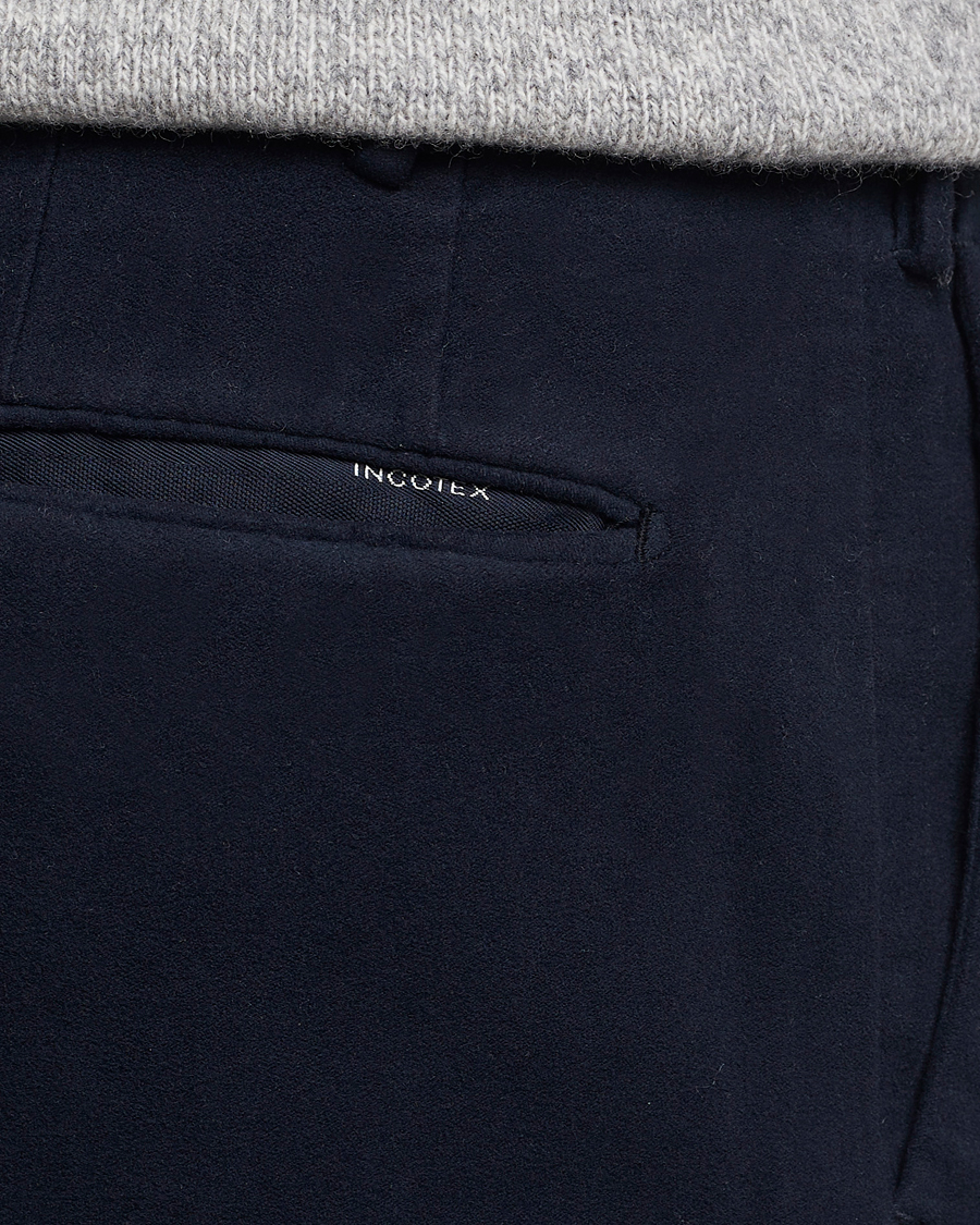 Herr | Byxor | Incotex | Slim Fit Luxury Moleskine Trousers Navy