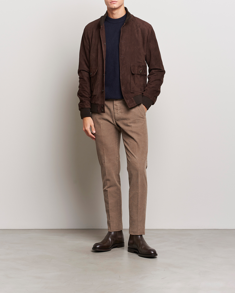 Herr | Byxor | Incotex | Slim Fit Soft Corduroy Trousers Taupe
