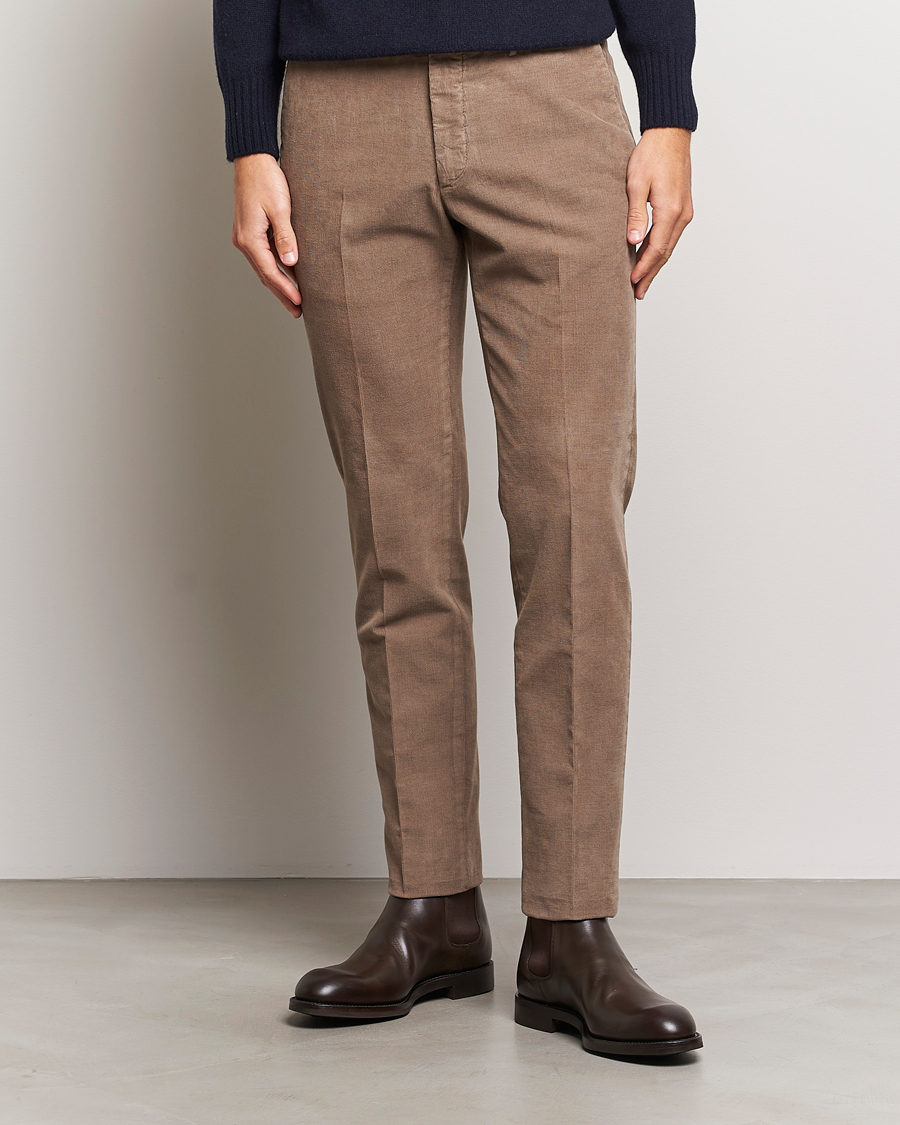 Herr | Byxor | Incotex | Slim Fit Soft Corduroy Trousers Taupe