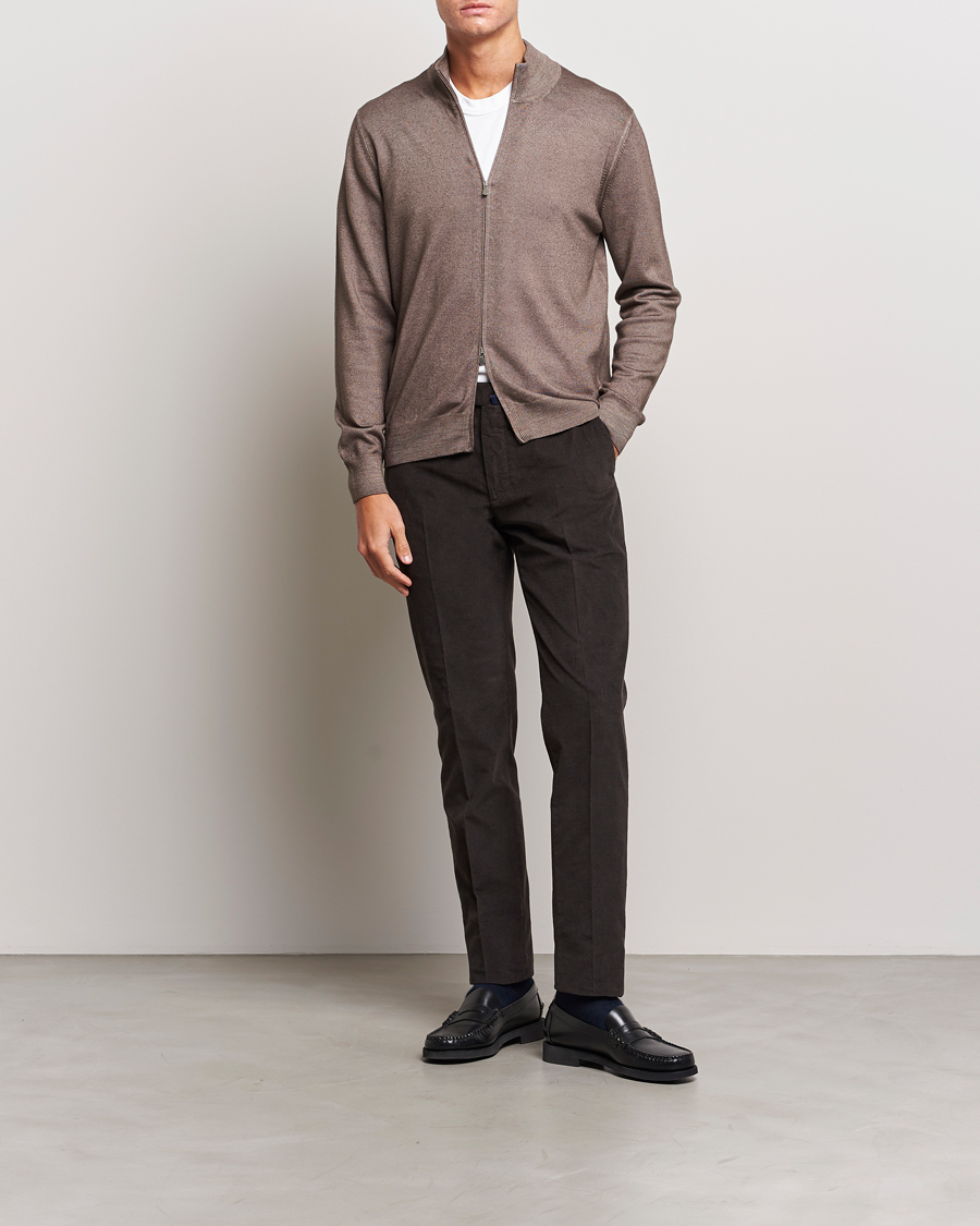 Herr | Byxor | Incotex | Slim Fit Soft Corduroy Trousers Dark Brown