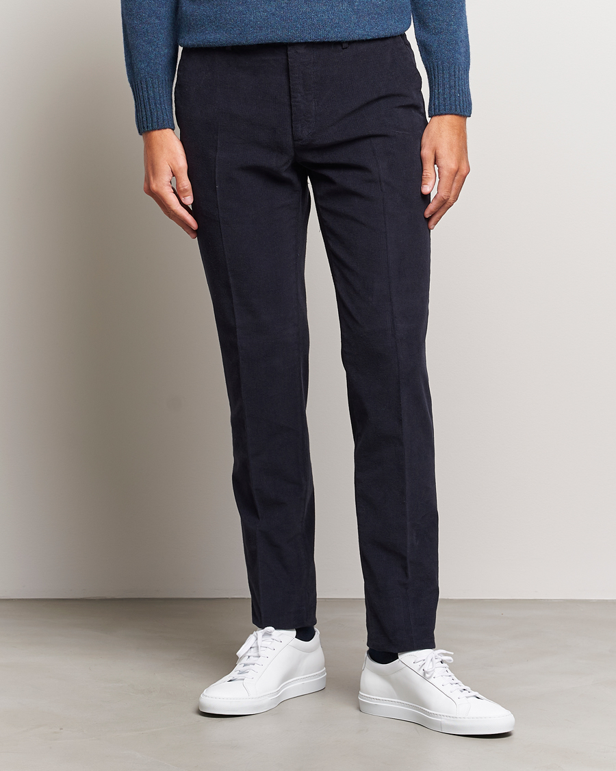 Herr | Italian Department | Incotex | Slim Fit Soft Corduroy Trousers Navy