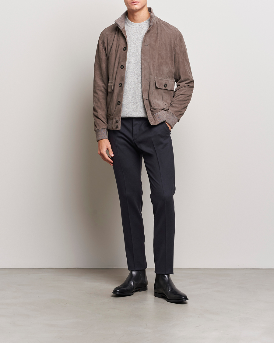 Herr | Byxor | Incotex | Slim Fit Washable Flannel Trousers Navy