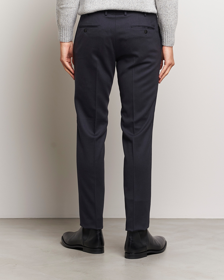 Herr | Byxor | Incotex | Slim Fit Washable Flannel Trousers Navy