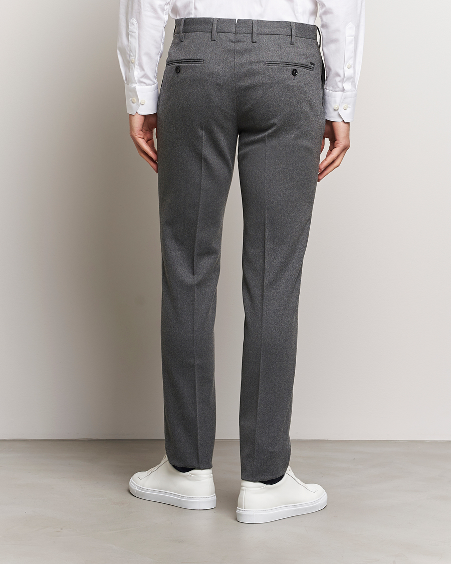Herr | Byxor | Incotex | Slim Fit Washable Flannel Trousers Grey Melange