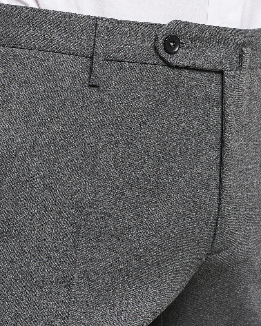 Herr | Byxor | Incotex | Slim Fit Washable Flannel Trousers Grey Melange