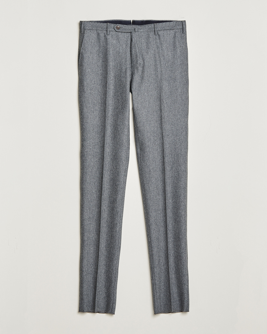 Herr | Byxor | Incotex | Slim Fit Carded Flannel Trousers Grey Melange