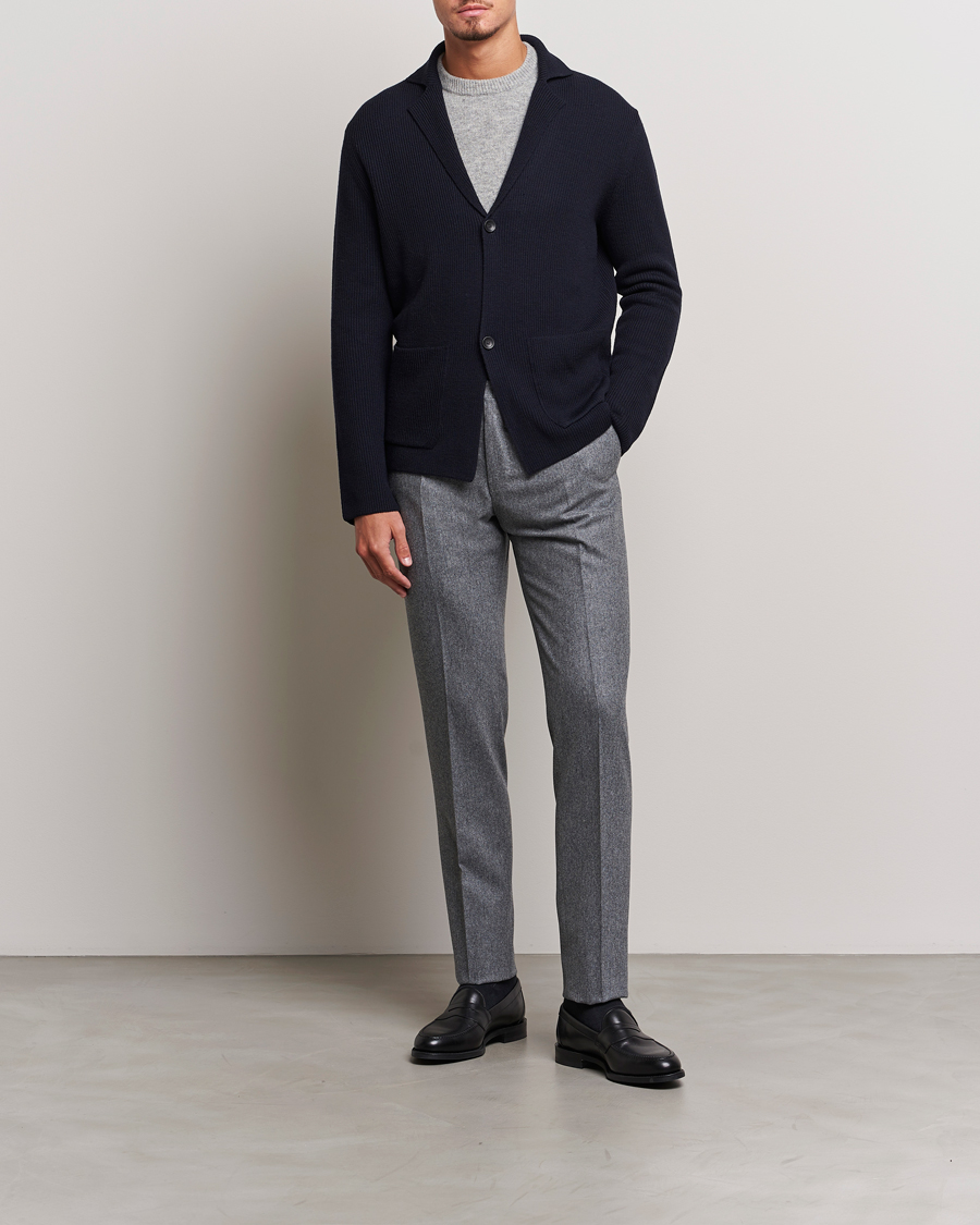 Herr | Byxor | Incotex | Slim Fit Carded Flannel Trousers Grey Melange