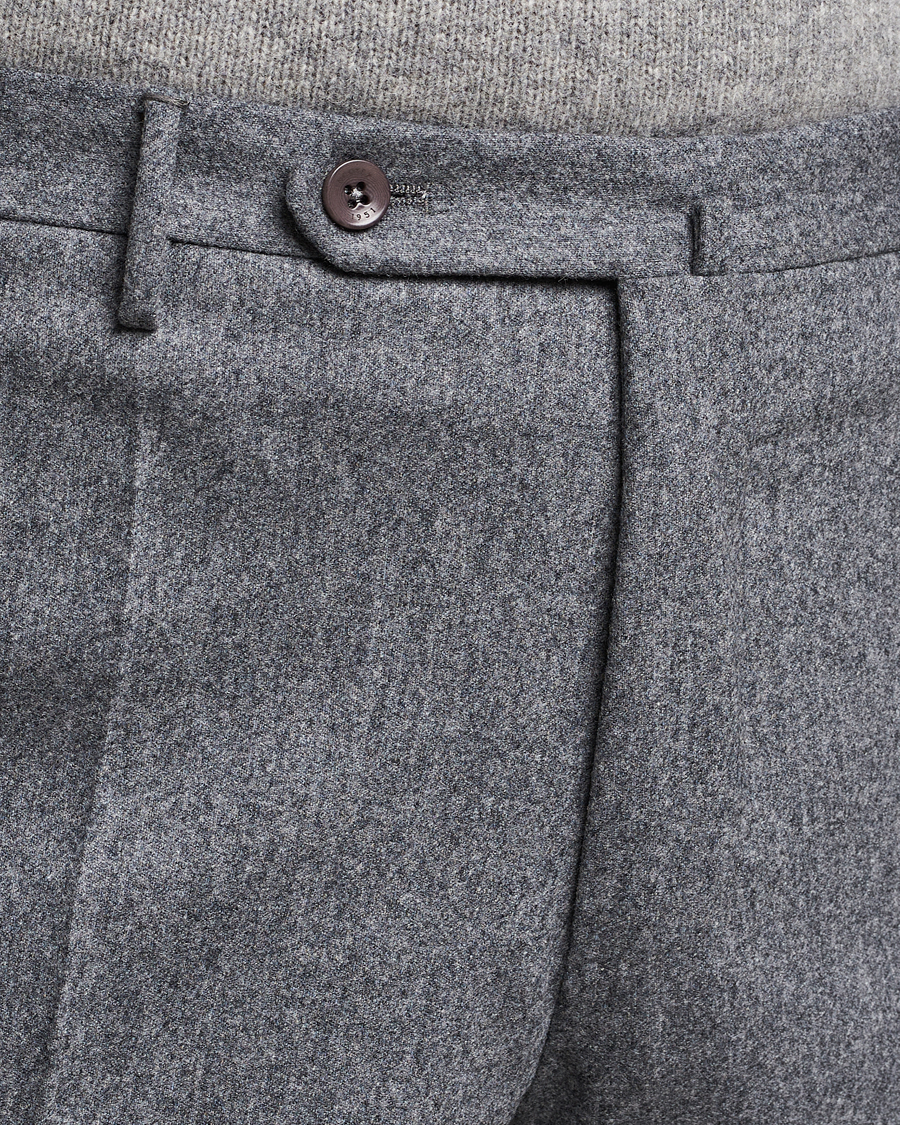 Herr | Byxor | Incotex | Slim Fit Carded Flannel Trousers Grey Melange