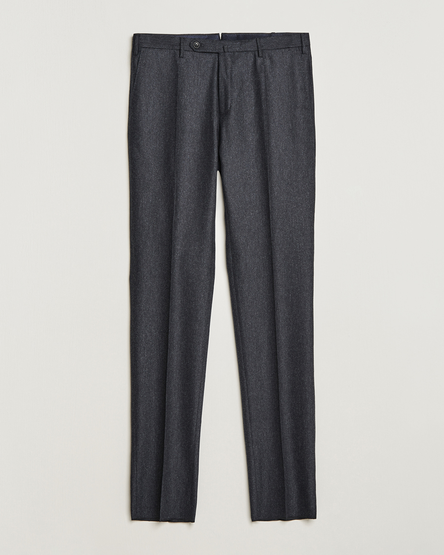 Herr | Byxor | Incotex | Slim Fit Carded Flannel Trousers Dark Grey