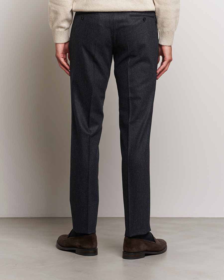 Herr | Byxor | Incotex | Slim Fit Carded Flannel Trousers Dark Grey