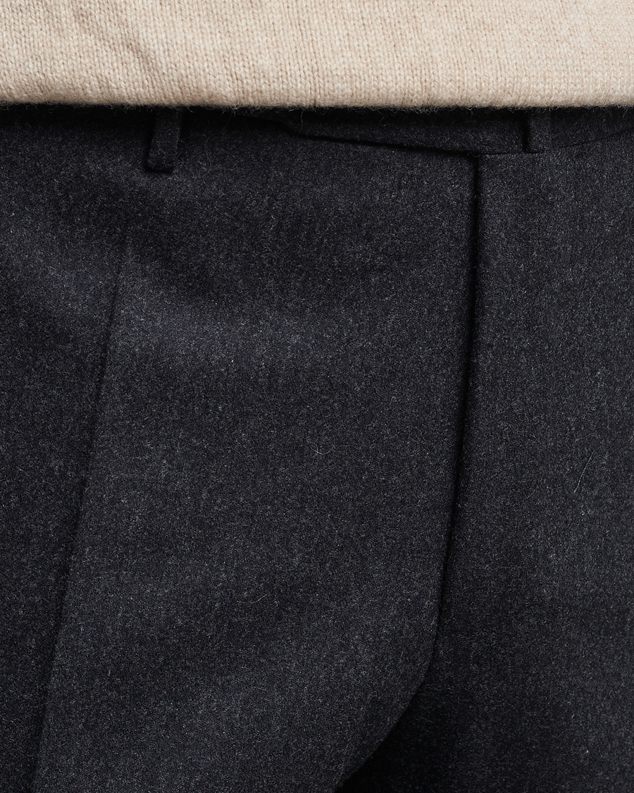 Herr | Byxor | Incotex | Slim Fit Carded Flannel Trousers Dark Grey