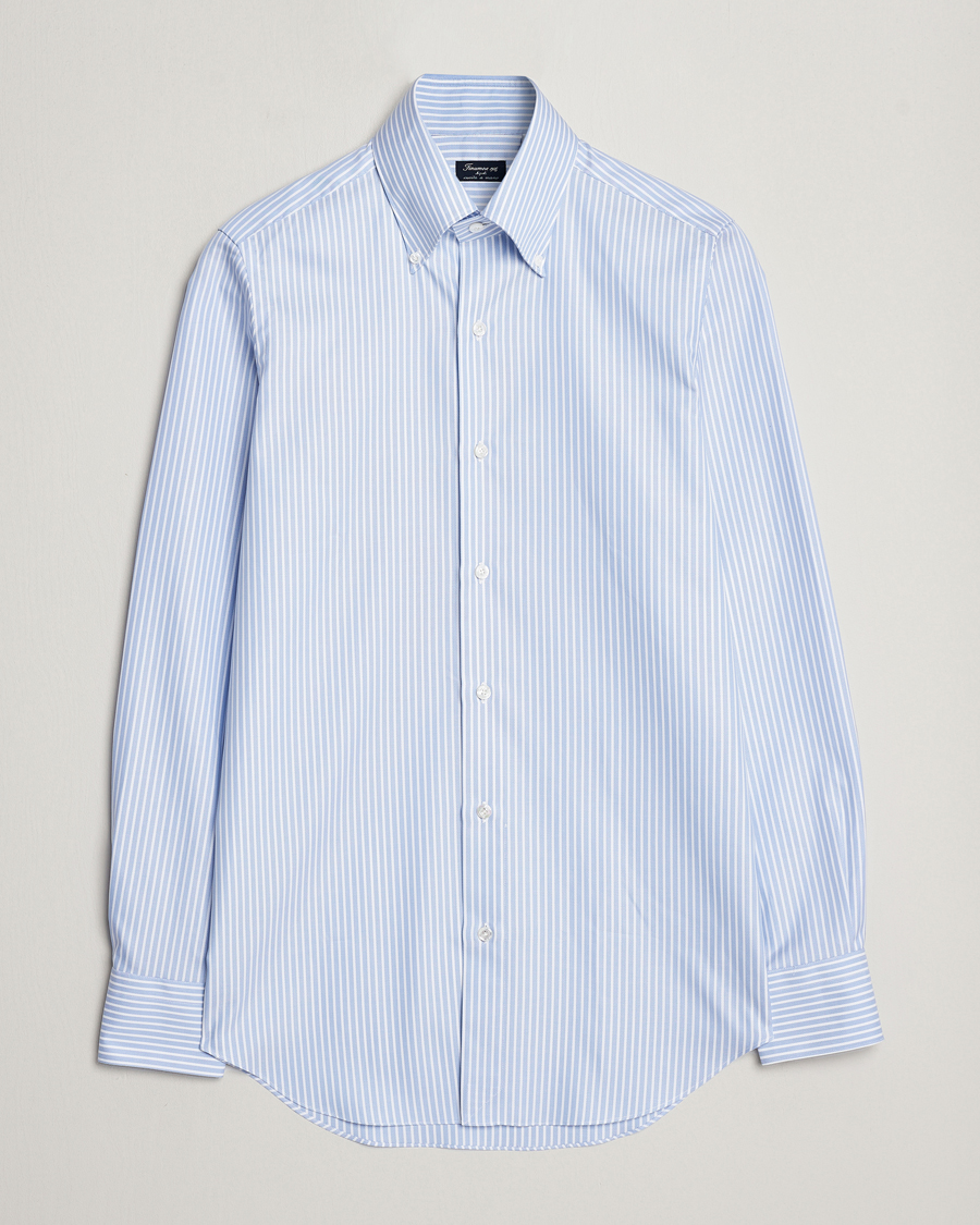 Herr | Skjortor | Finamore Napoli | Milano Slim Oxford Button Down Shirt Blue Stripe