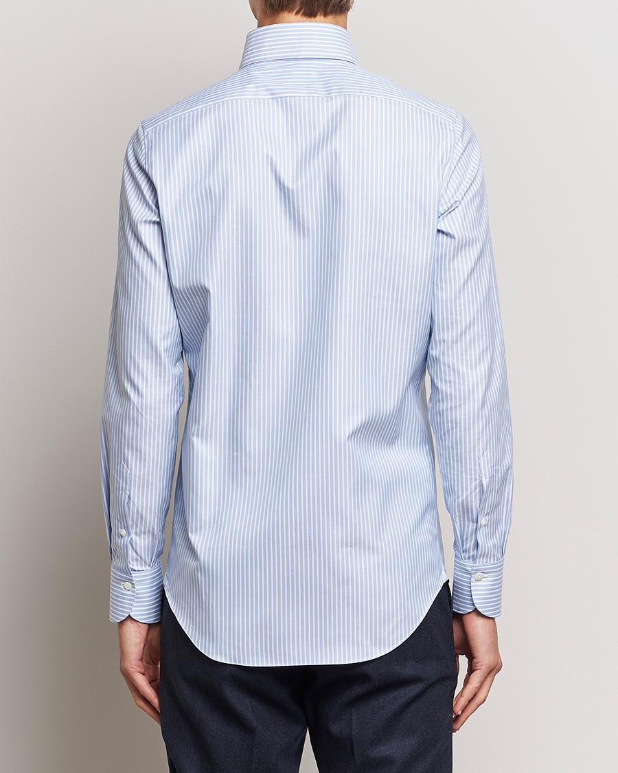 Herr | Skjortor | Finamore Napoli | Milano Slim Oxford Button Down Shirt Blue Stripe