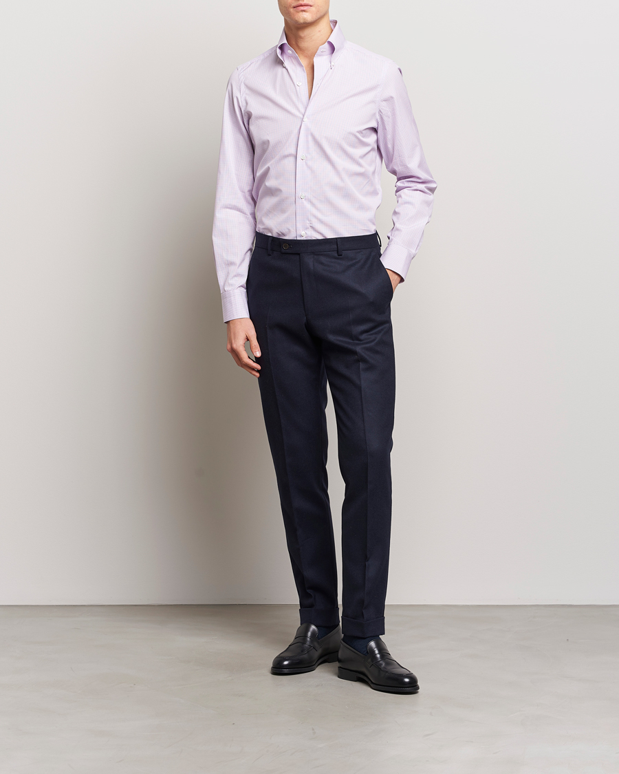 Herr | Skjortor | Finamore Napoli | Milano Slim Giza 170 Button Down Shirt Pink
