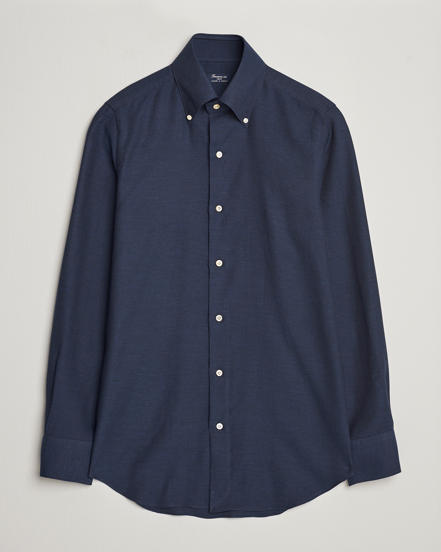 Herr | Skjortor | Finamore Napoli | Milano Slim Cashmere BD Shirt Navy