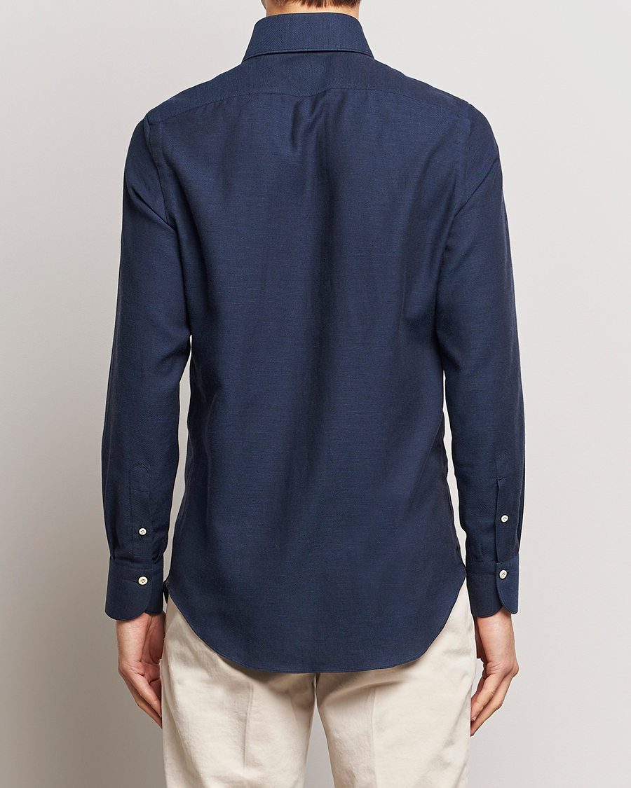 Herr | Skjortor | Finamore Napoli | Milano Slim Cashmere BD Shirt Navy
