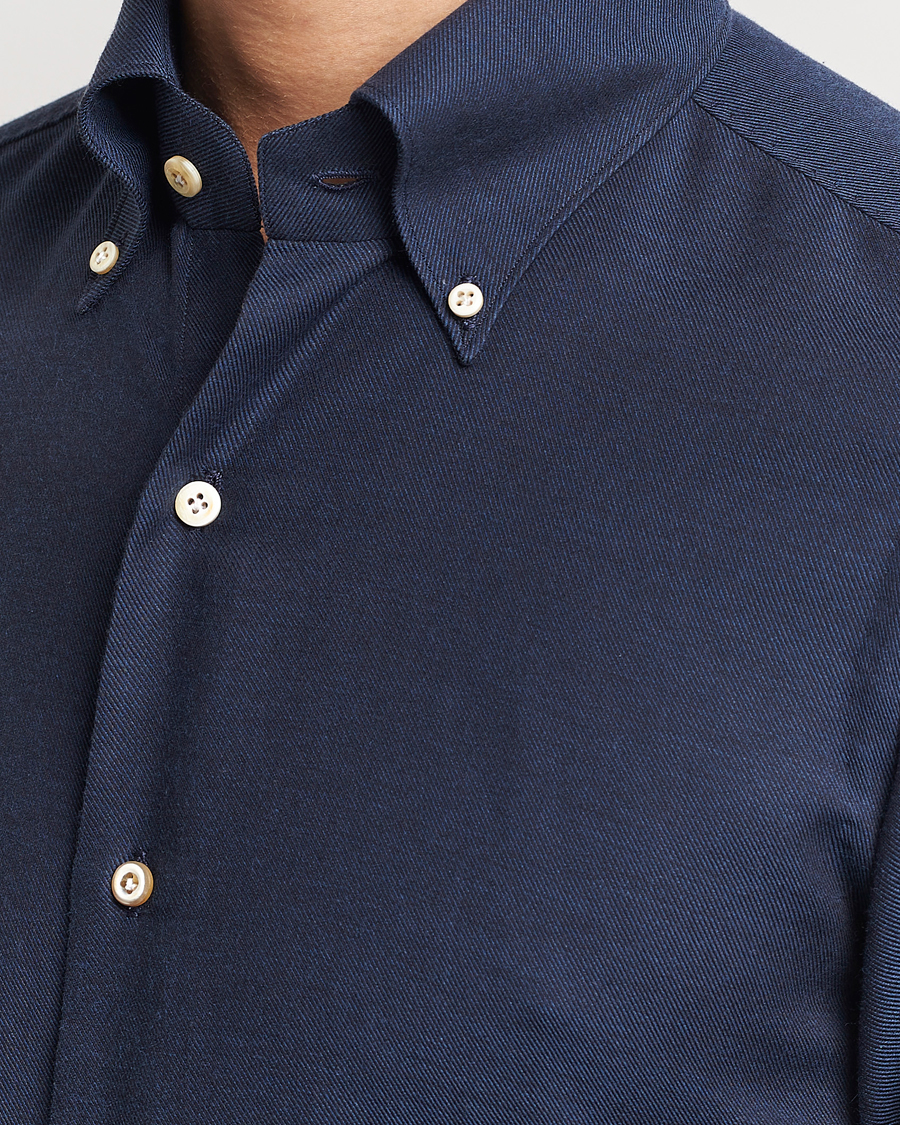 Herr | Skjortor | Finamore Napoli | Milano Slim Cashmere BD Shirt Navy