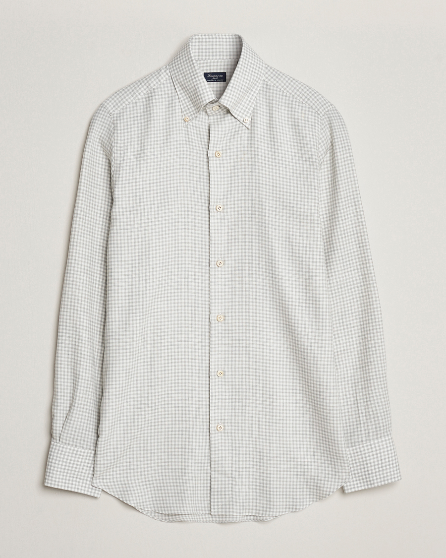Herr | Skjortor | Finamore Napoli | Milano Slim Cashmere BD Shirt Light Grey
