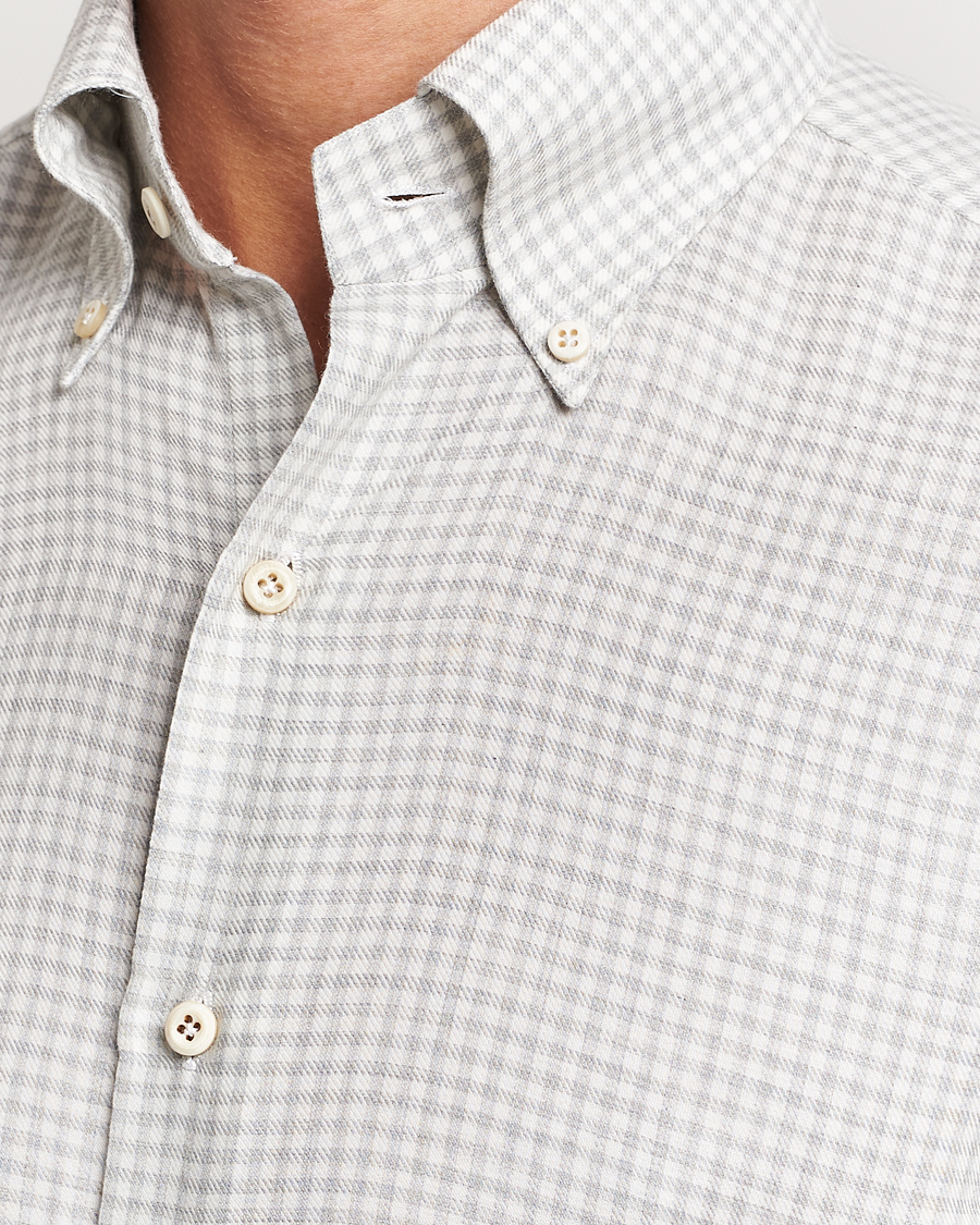 Herr | Skjortor | Finamore Napoli | Milano Slim Cashmere BD Shirt Light Grey