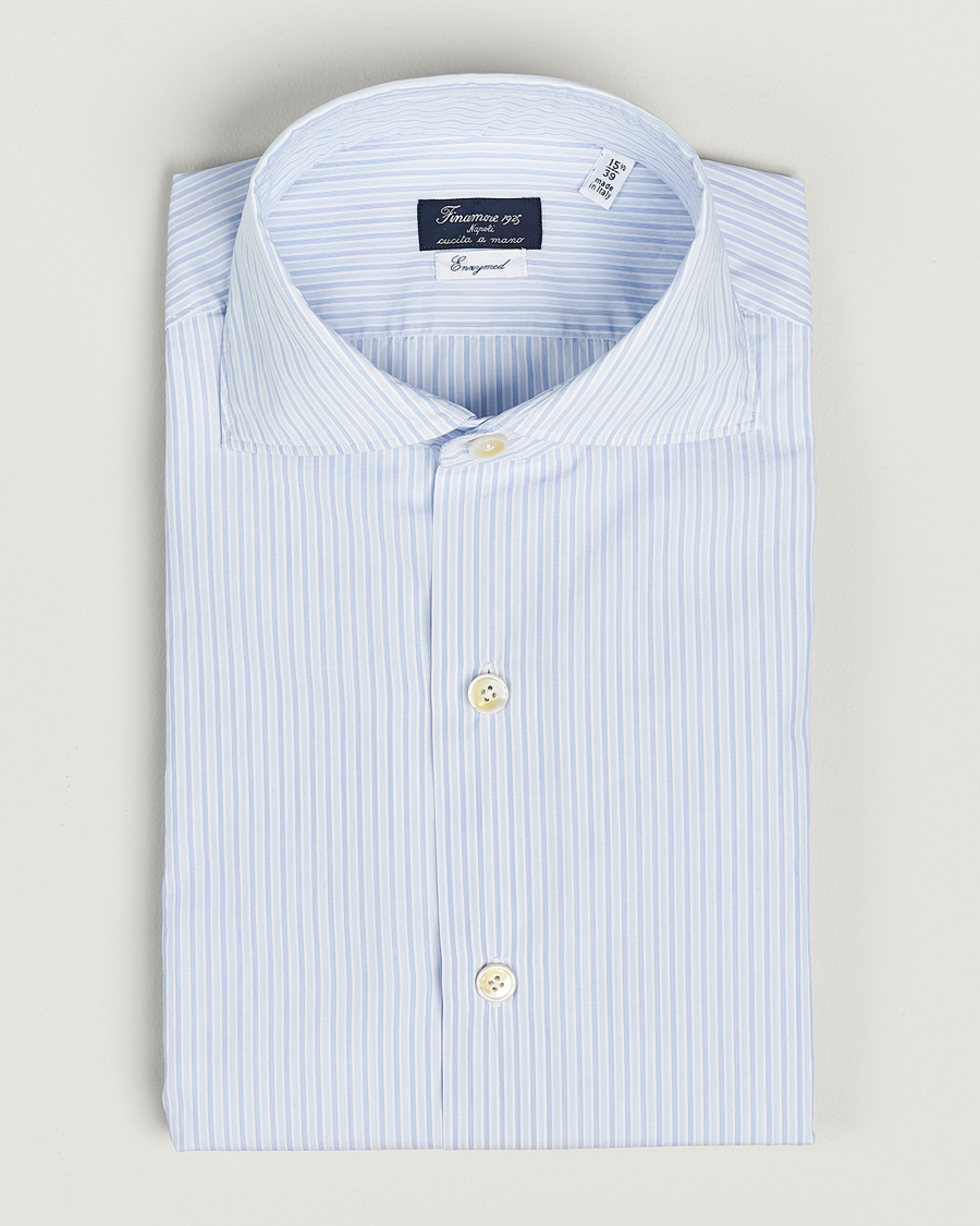 Herr | Skjortor | Finamore Napoli | Milano Slim Washed Dress Shirt Blue Stripe