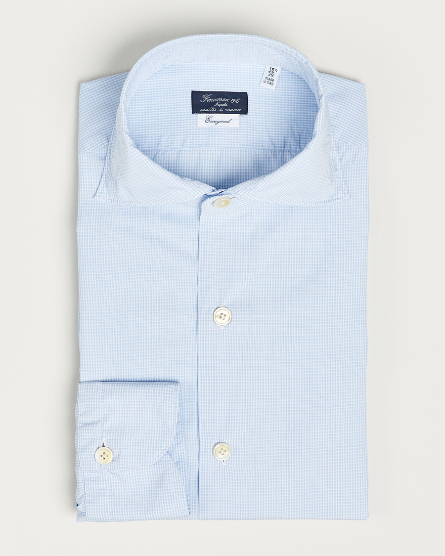 Herr | Skjortor | Finamore Napoli | Milano Slim Washed Dress Shirt Blue Check