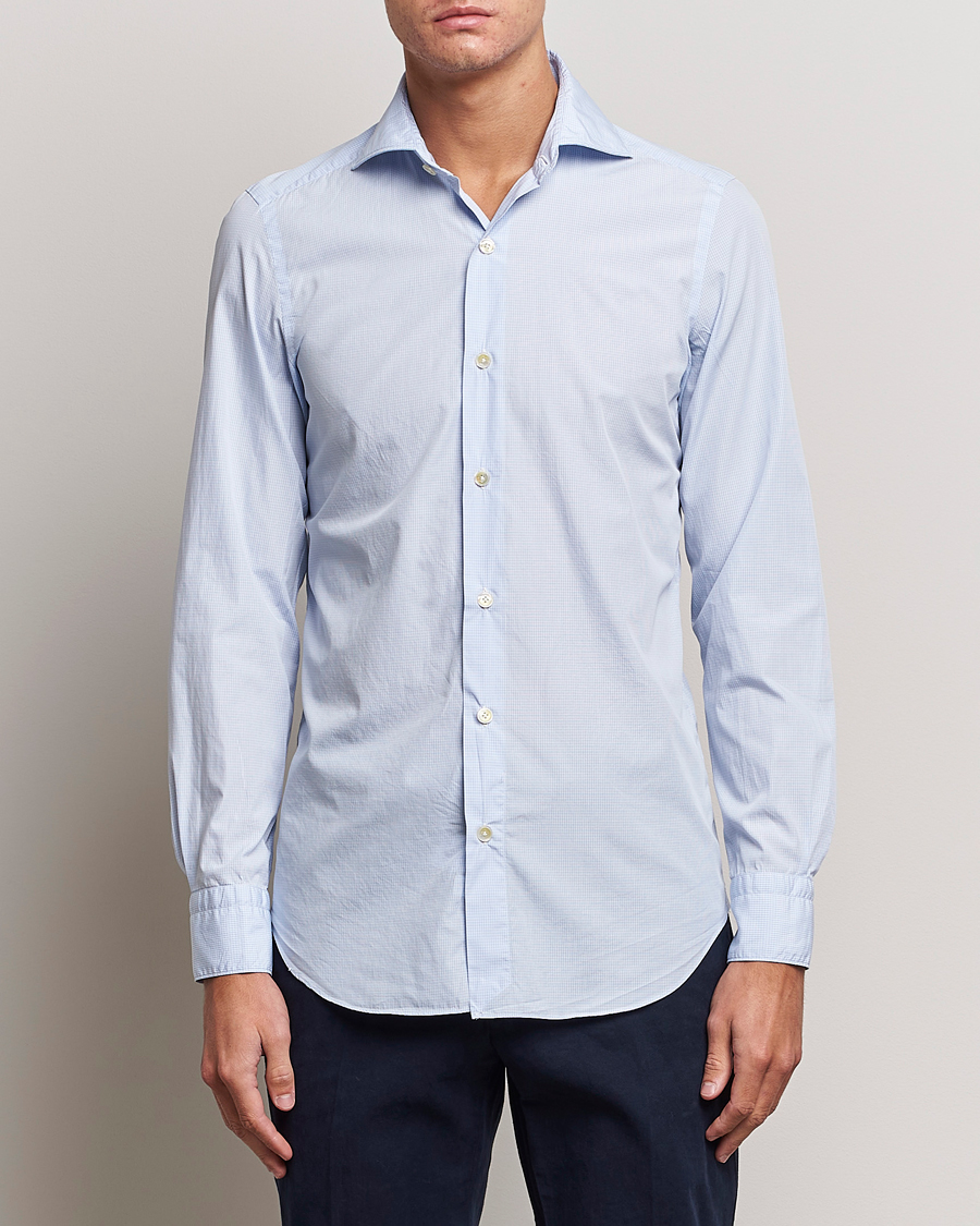 Herr | Skjortor | Finamore Napoli | Milano Slim Washed Dress Shirt Blue Check