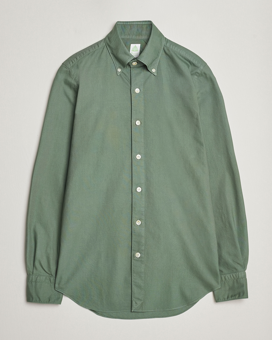 Herr | Skjortor | Finamore Napoli | Tokyo Slim Oxford Button Down Shirt Olive