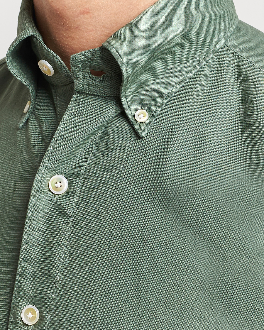 Herr | Skjortor | Finamore Napoli | Tokyo Slim Oxford Button Down Shirt Olive