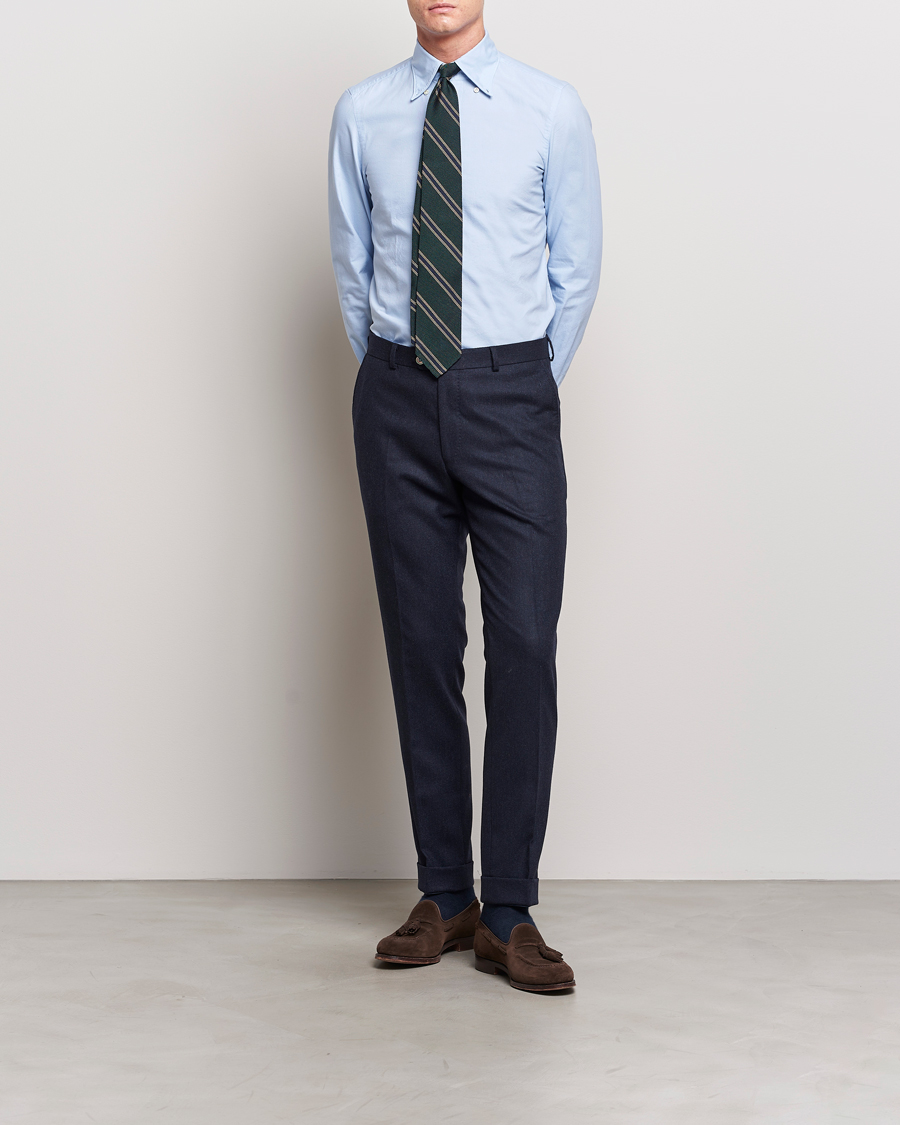 Herr | Skjortor | Finamore Napoli | Tokyo Slim Oxford Button Down Shirt Light Blue