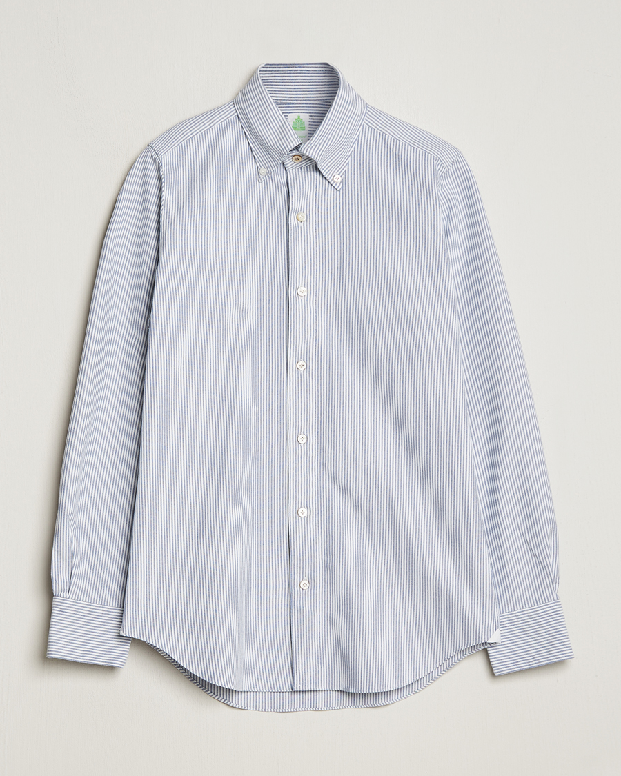 Herr |  | Finamore Napoli | Tokyo Slim Oxford Button Down Shirt Blue Stripe