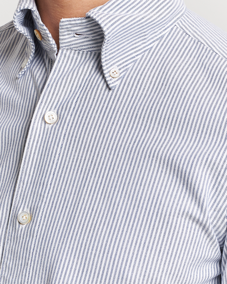 Herr | Skjortor | Finamore Napoli | Tokyo Slim Oxford Button Down Shirt Blue Stripe
