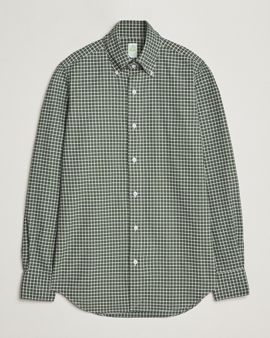Herr | Skjortor | Finamore Napoli | Tokyo Slim Oxford Button Down Shirt Green Check