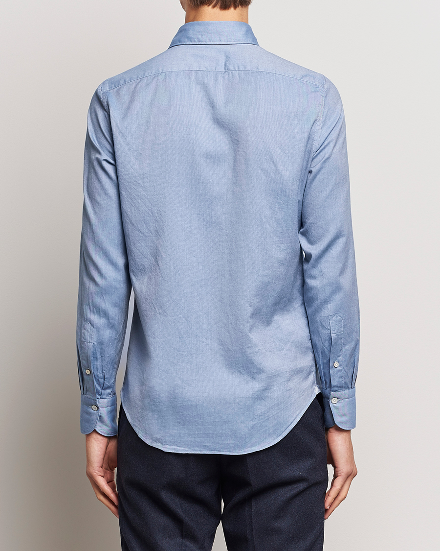 Herr | Skjortor | Finamore Napoli | Tokyo Slim Flannel Shirt Light Blue