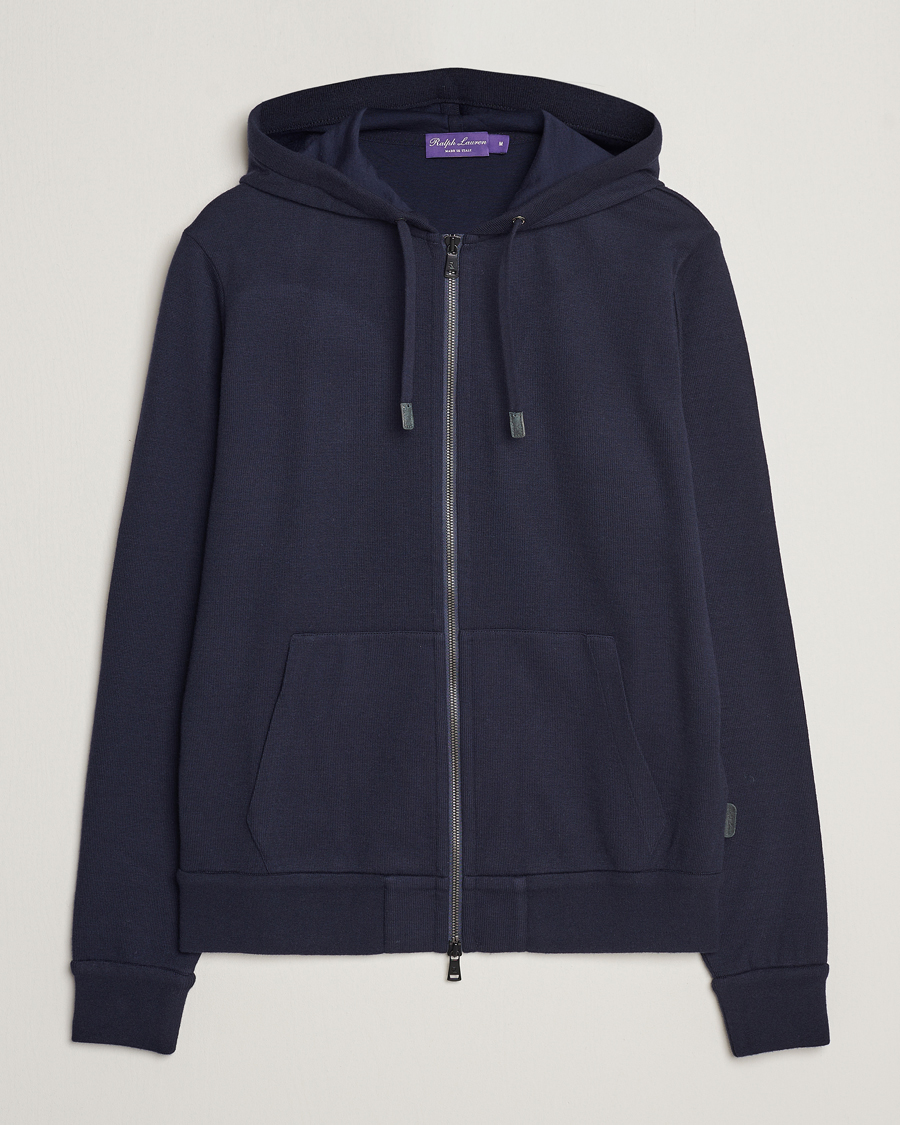 Herr | Tröjor | Ralph Lauren Purple Label | Luxury Fleece Full Zip Sweater Navy