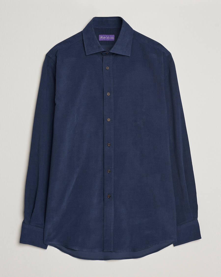 Herr | Skjortor | Ralph Lauren Purple Label | Cotton/Cashmere Corduroy Shirt Navy