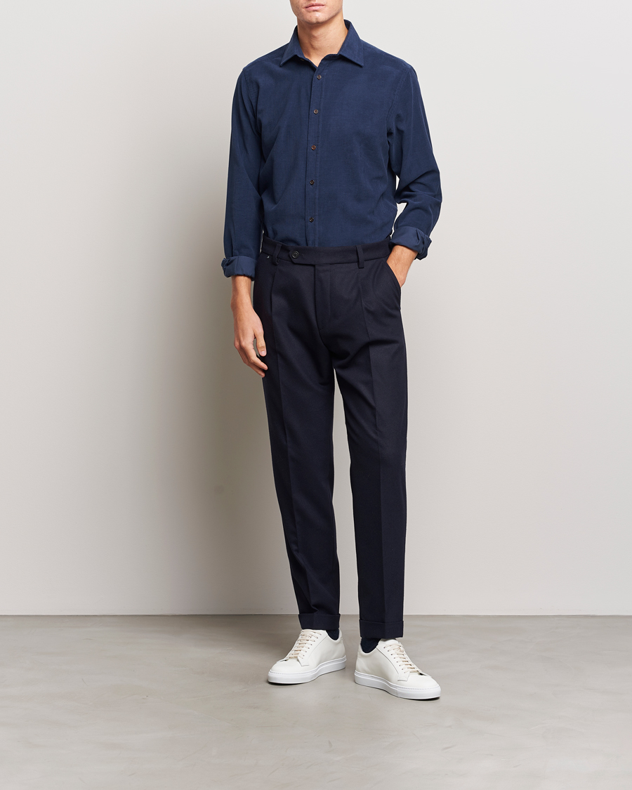 Herr | Skjortor | Ralph Lauren Purple Label | Cotton/Cashmere Corduroy Shirt Navy