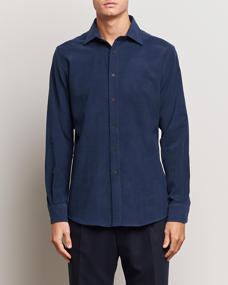 Herr | Skjortor | Ralph Lauren Purple Label | Cotton/Cashmere Corduroy Shirt Navy
