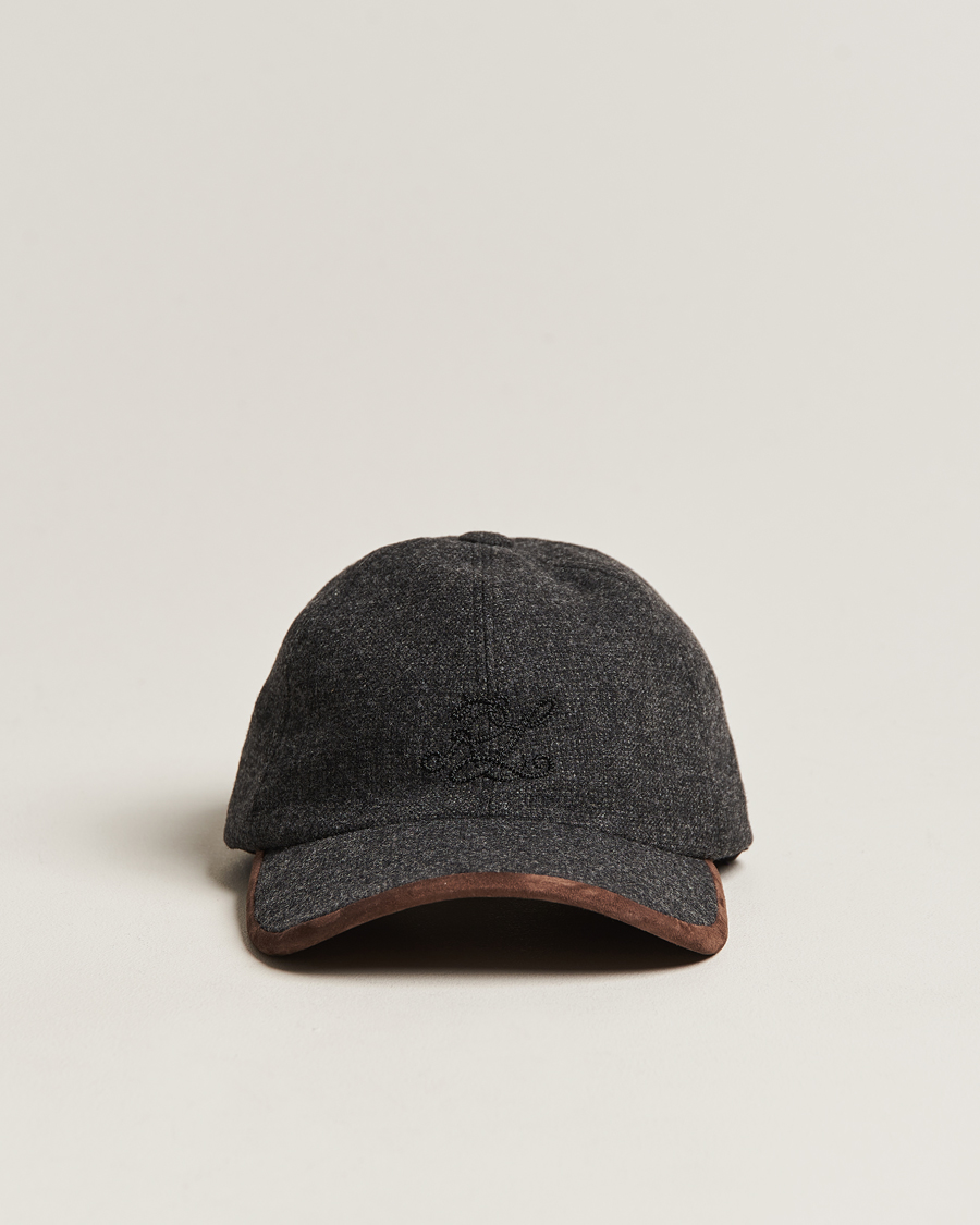 Herr | Ralph Lauren Purple Label Herringbone Wool Baseball Cap Charcoal | Ralph Lauren Purple Label | Herringbone Wool Baseball Cap Charcoal