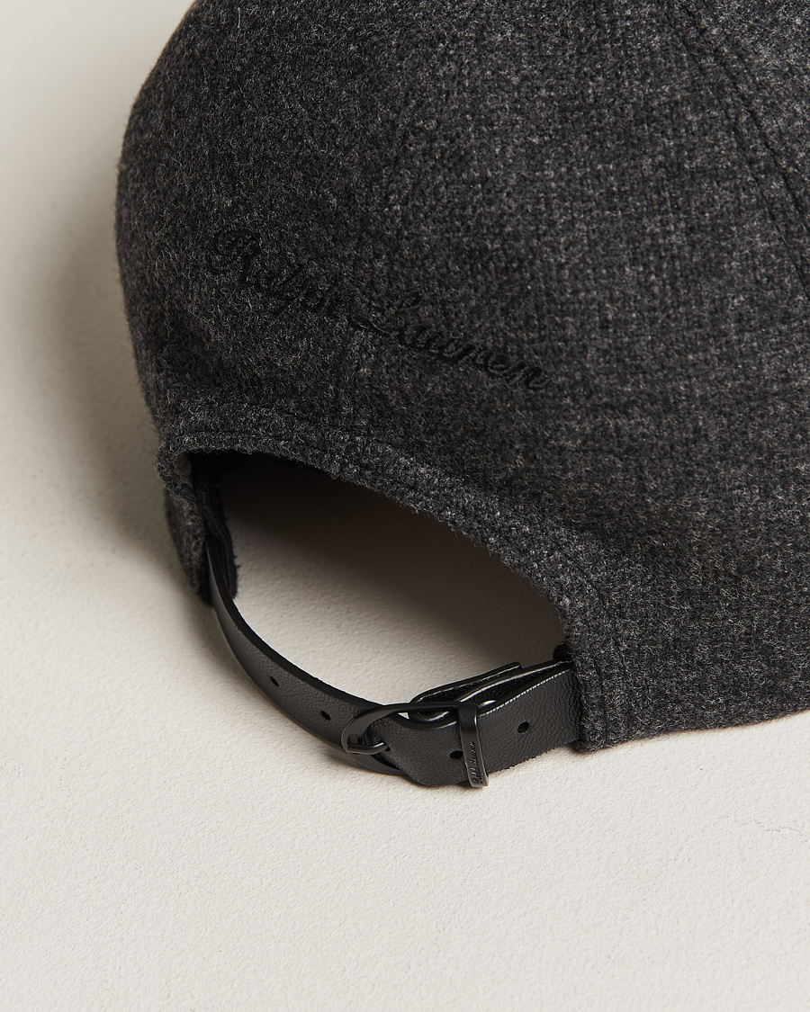 Herr | Ralph Lauren Purple Label Herringbone Wool Baseball Cap Charcoal | Ralph Lauren Purple Label | Herringbone Wool Baseball Cap Charcoal