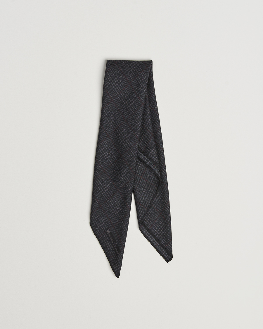 Herr | Ralph Lauren Purple Label Glencheck Wool Scarf Charcoal | Ralph Lauren Purple Label | Glencheck Wool Scarf Charcoal