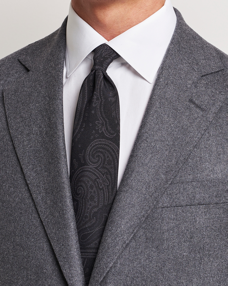 Herr | Ralph Lauren Purple Label Tonal Paisley Tie Charcoal | Ralph Lauren Purple Label | Tonal Paisley Tie Charcoal