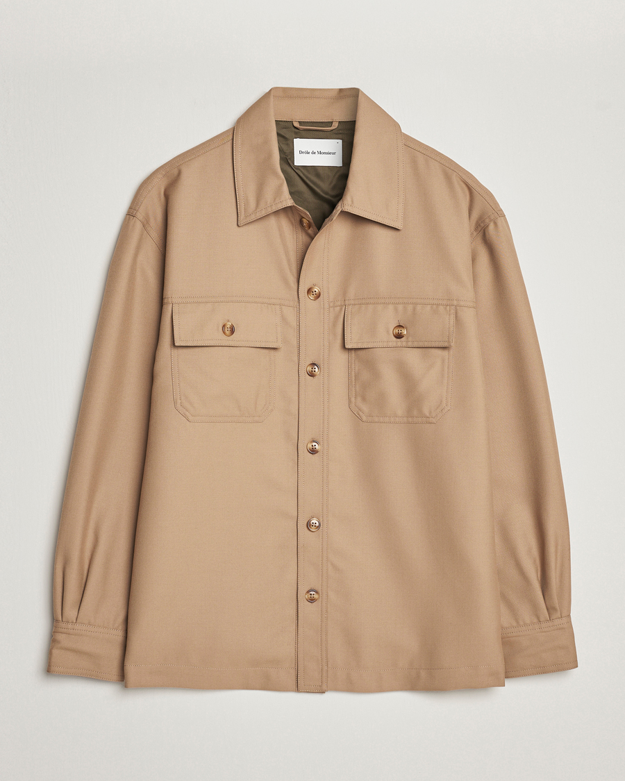 Herr | Skjortor | Drôle de Monsieur | Flannel Overshirt Beige