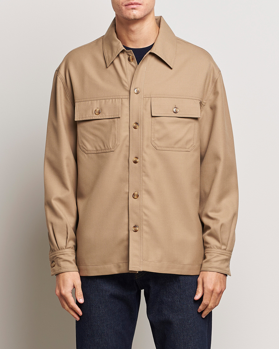 Herr | Skjortor | Drôle de Monsieur | Flannel Overshirt Beige