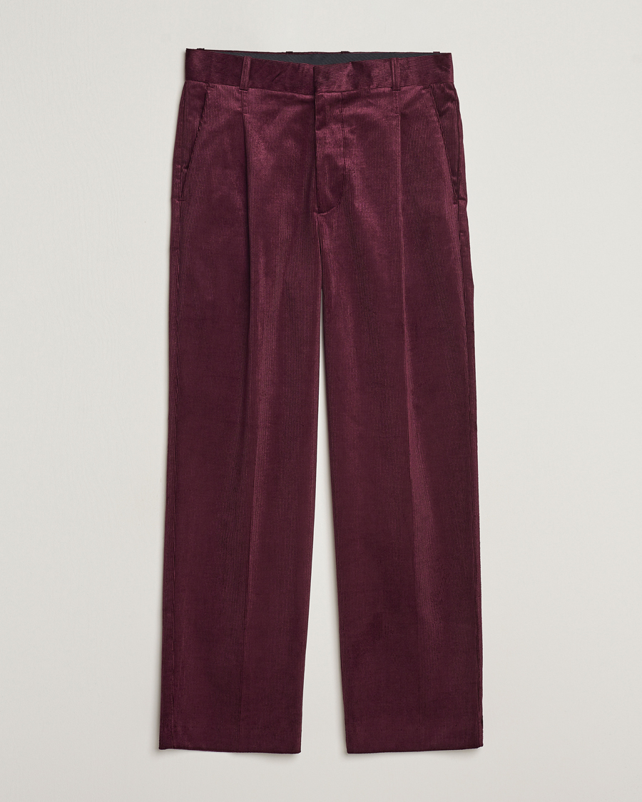 Herr | Byxor | Drôle de Monsieur | Pleated Corduroy Trousers Wine