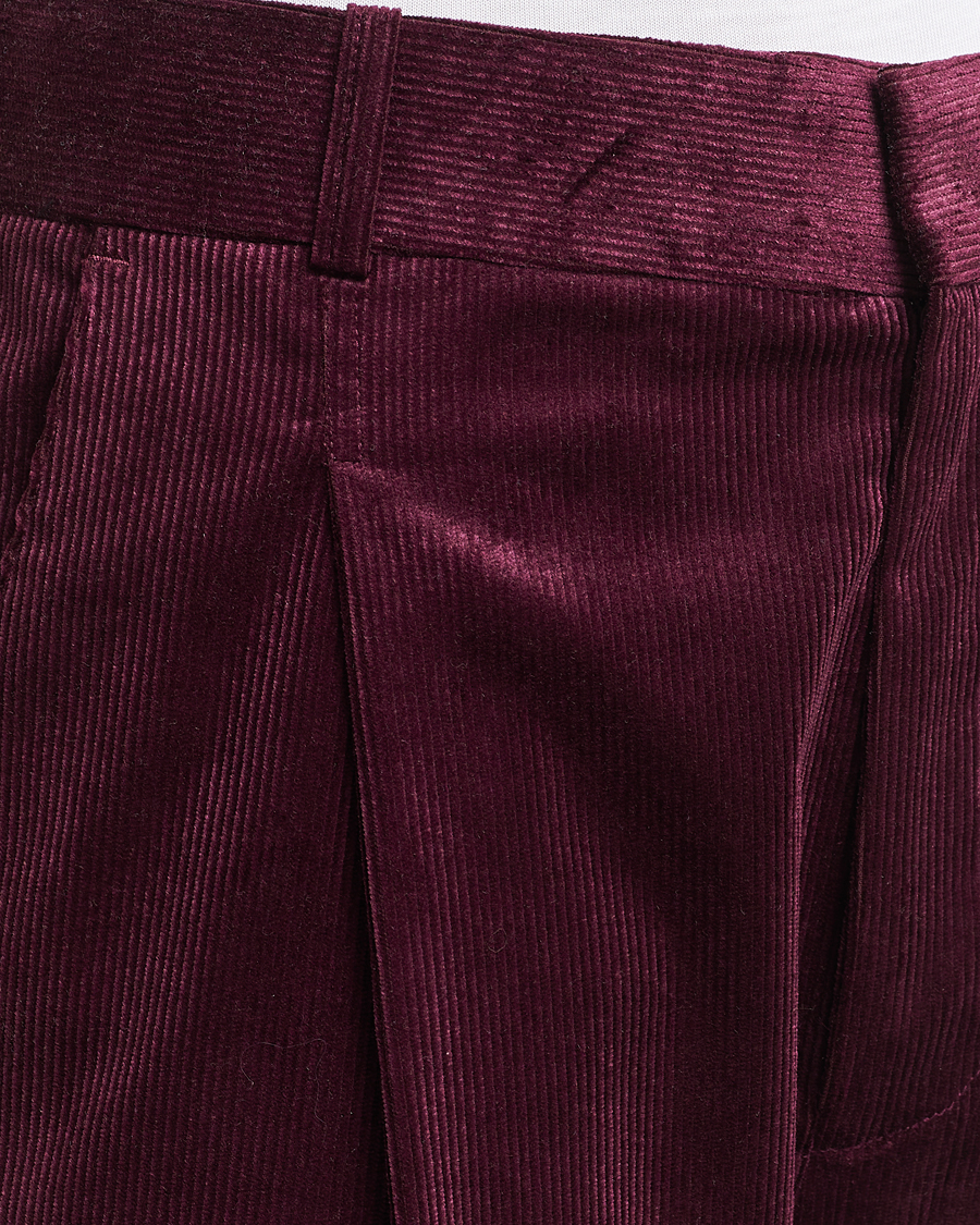 Herr | Byxor | Drôle de Monsieur | Pleated Corduroy Trousers Wine