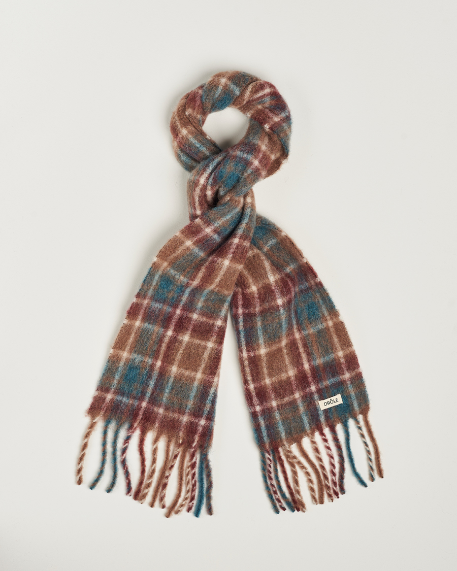 Herr | Drôle de Monsieur Mohair Check Scarf Brown/Blue | Drôle de Monsieur | Mohair Check Scarf Brown/Blue