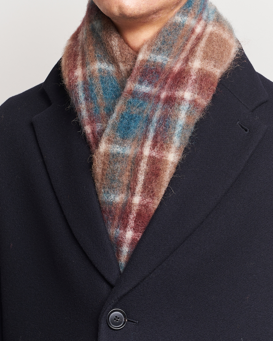 Herr | Drôle de Monsieur Mohair Check Scarf Brown/Blue | Drôle de Monsieur | Mohair Check Scarf Brown/Blue